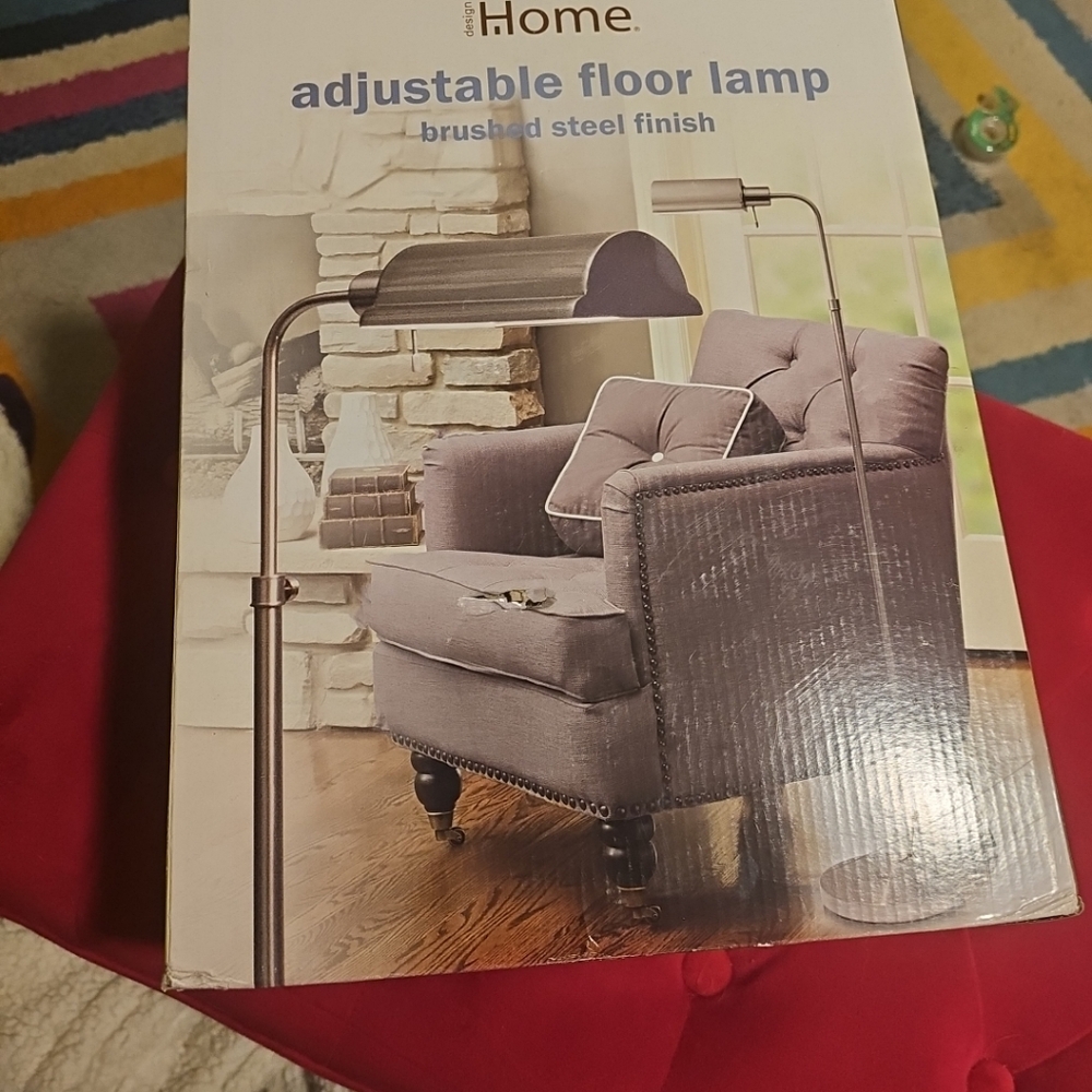 NIB Design Home Adjustable Floor Lamp Brushed Steel Finish Height 48.5"-56.5" - Picture 5 of 7